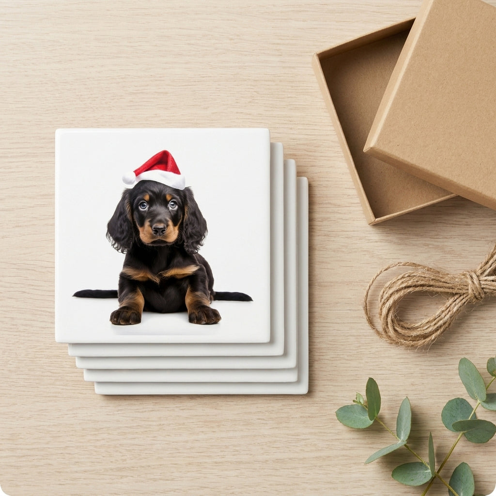 Gordon Setter Puppy ceramic coasters set of 4, gift set