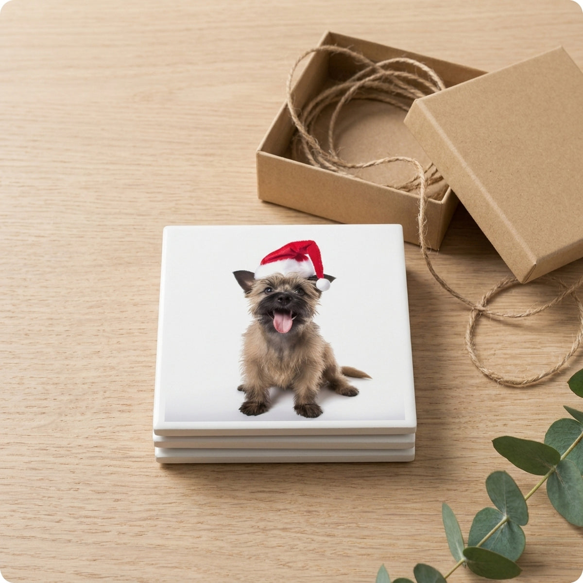 Cairn Terrier ceramic coasters set of 4, gift set