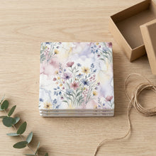 Wildflower Meadow ceramic coasters set of 4, gift set