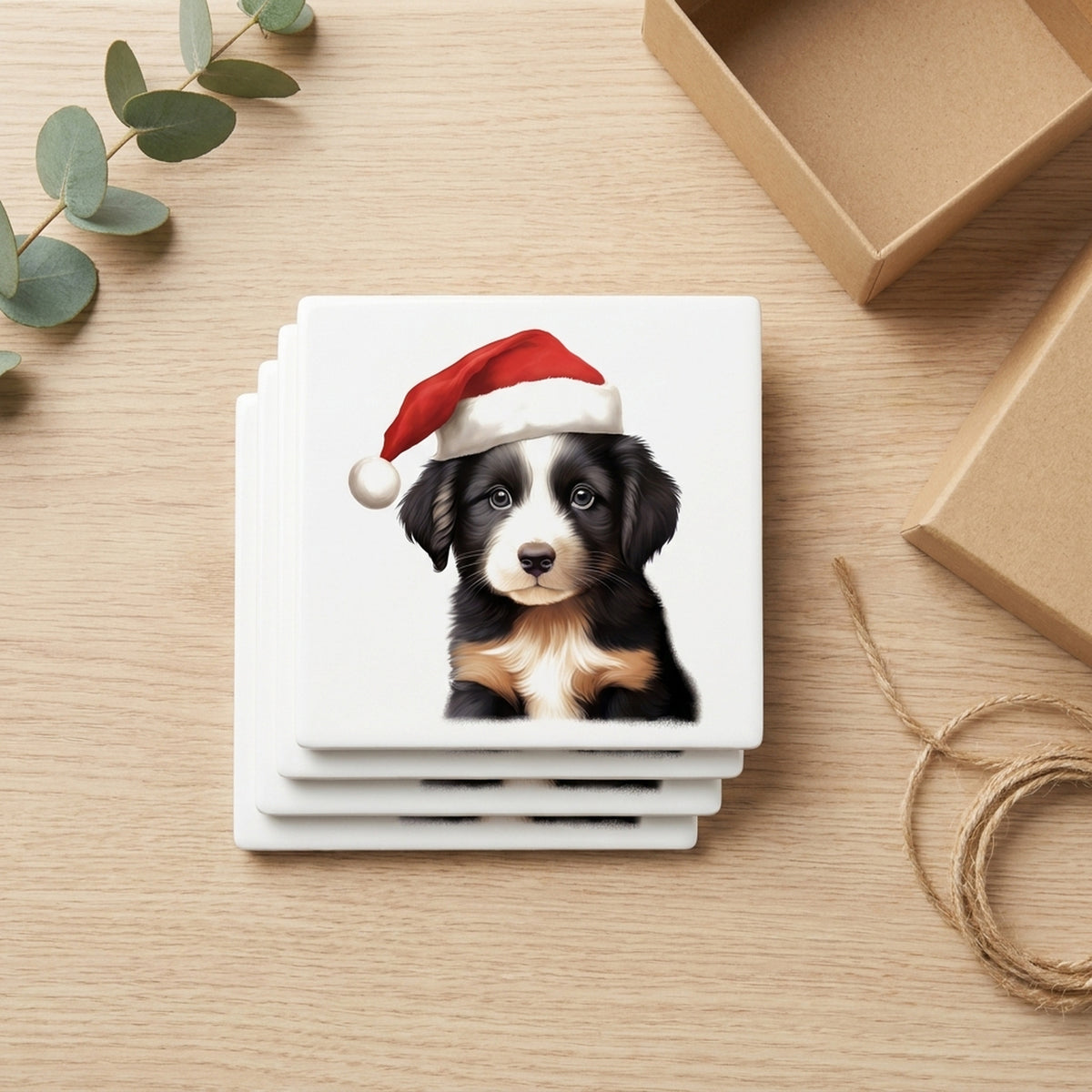 Lagotto Romagnolo Puppy Drawing ceramic coasters set of 4, gift set