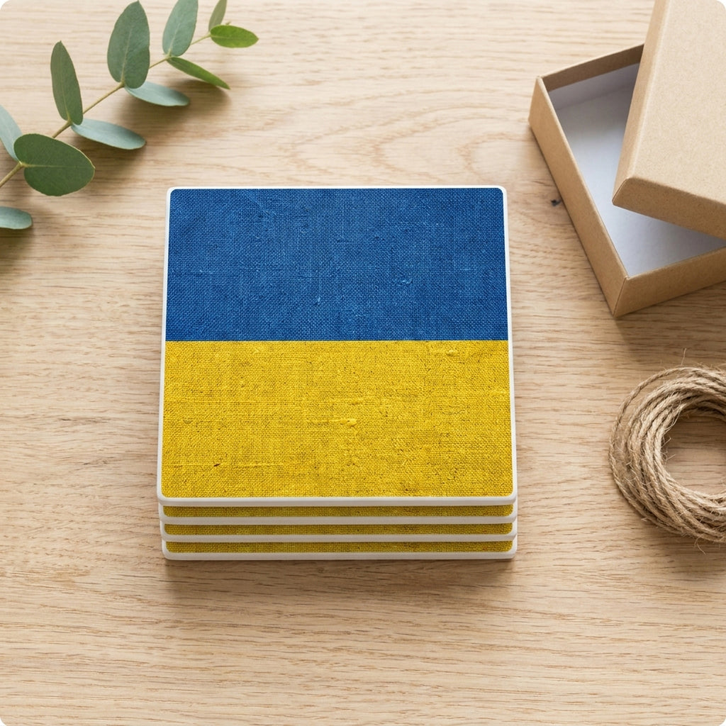 Ukraine Flag Pride ceramic coasters set of 4, gift set