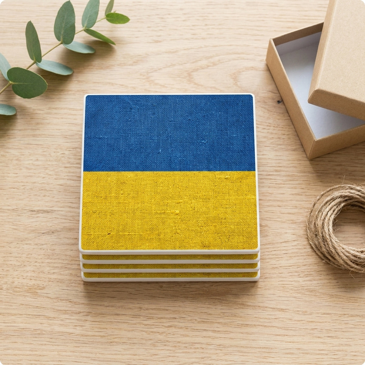 Ukraine Flag Pride ceramic coasters set of 4, gift set