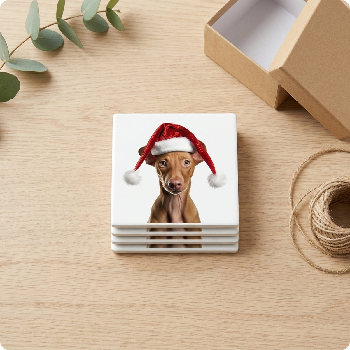 Pharaoh Hound Puppy ceramic coasters set of 4, gift set