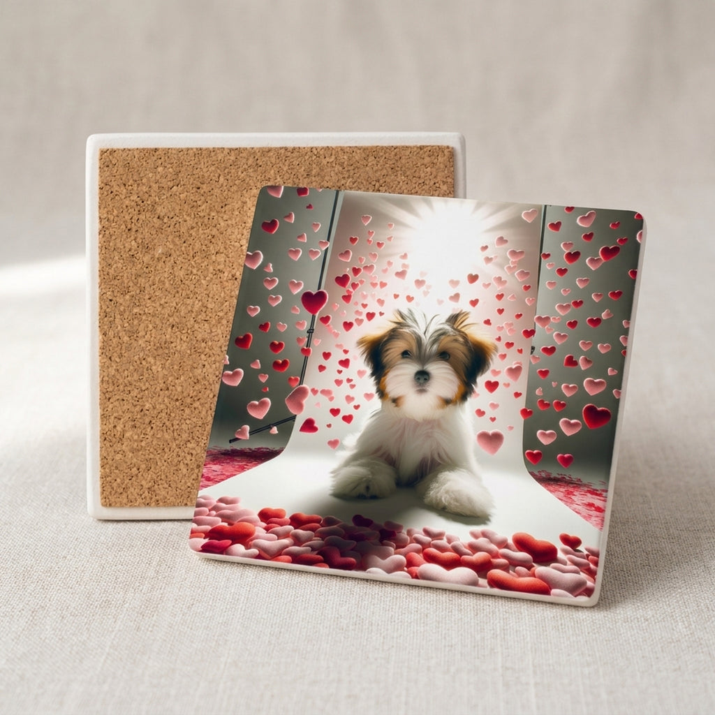 Havanese ceramic coasters set of 4, cork back