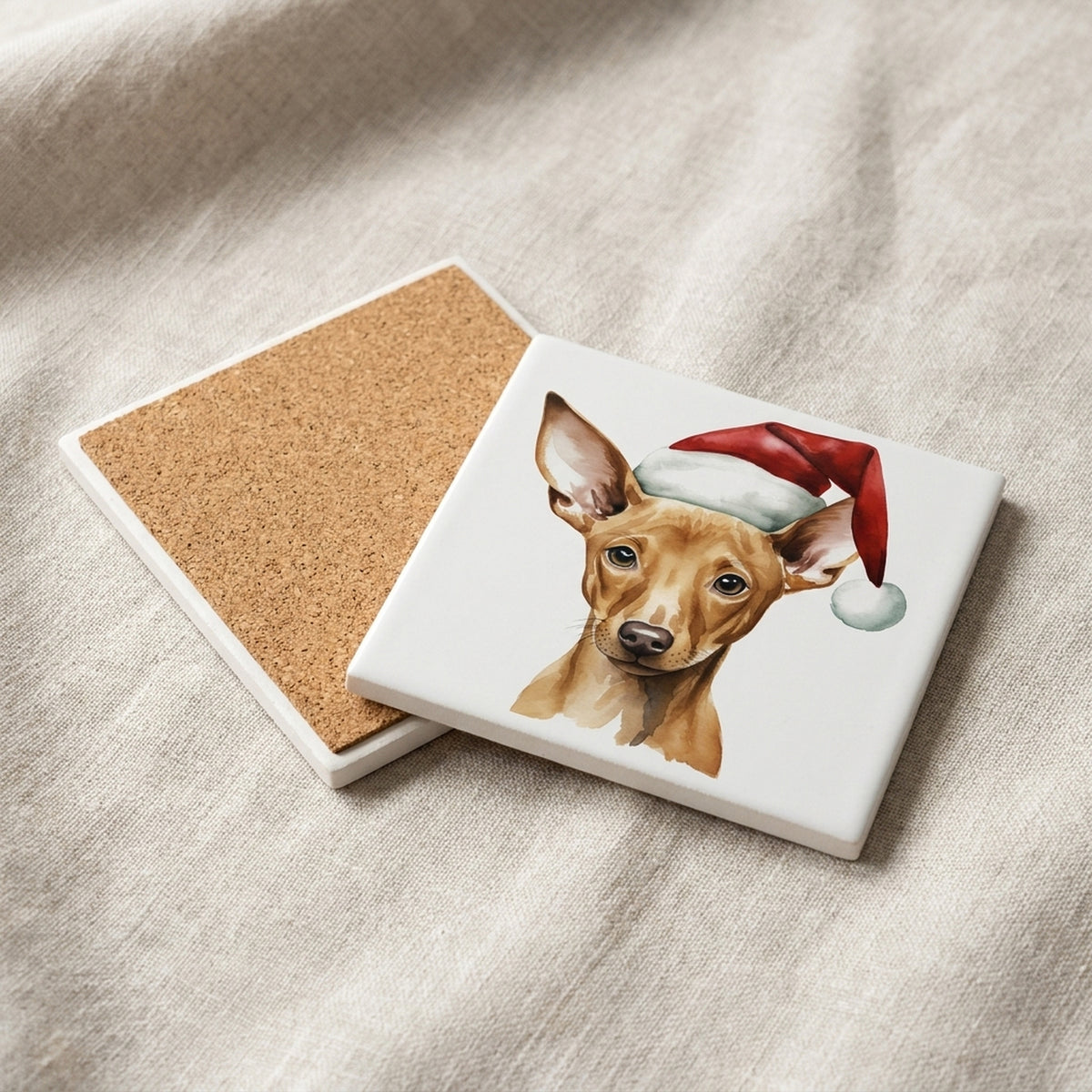 Pharaoh Hound Puppy Drawing ceramic coasters set of 4, cork back