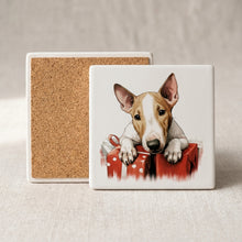 Bull Terrier Puppy Drawing ceramic coasters set of 4, cork back