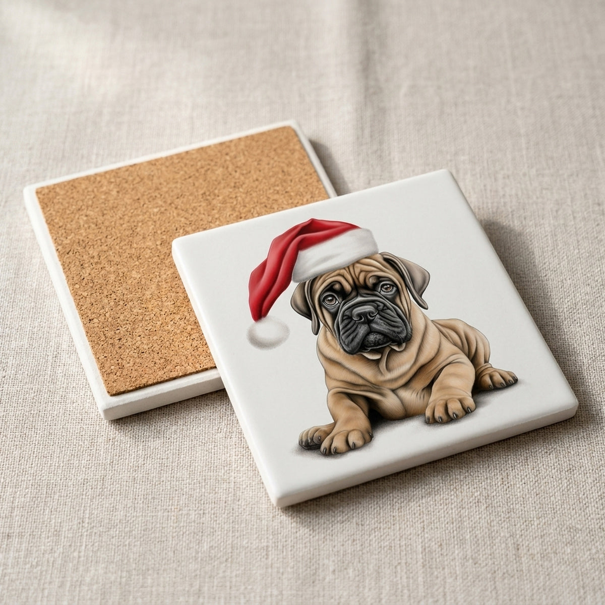 Bullmastiff Puppy Drawing ceramic coasters set of 4, cork back