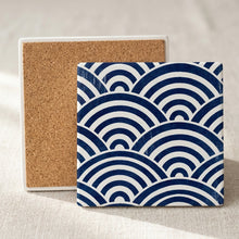 Ukiyo-e Wave Pattern ceramic coasters set of 4, cork back