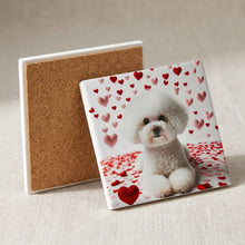 Bichon Frise ceramic coasters set of 4, cork back