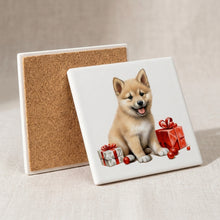 Norwegian Buhund Puppy Drawing ceramic coasters set of 4, cork back