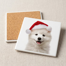 Samoyed Puppy ceramic coasters set of 4, cork back