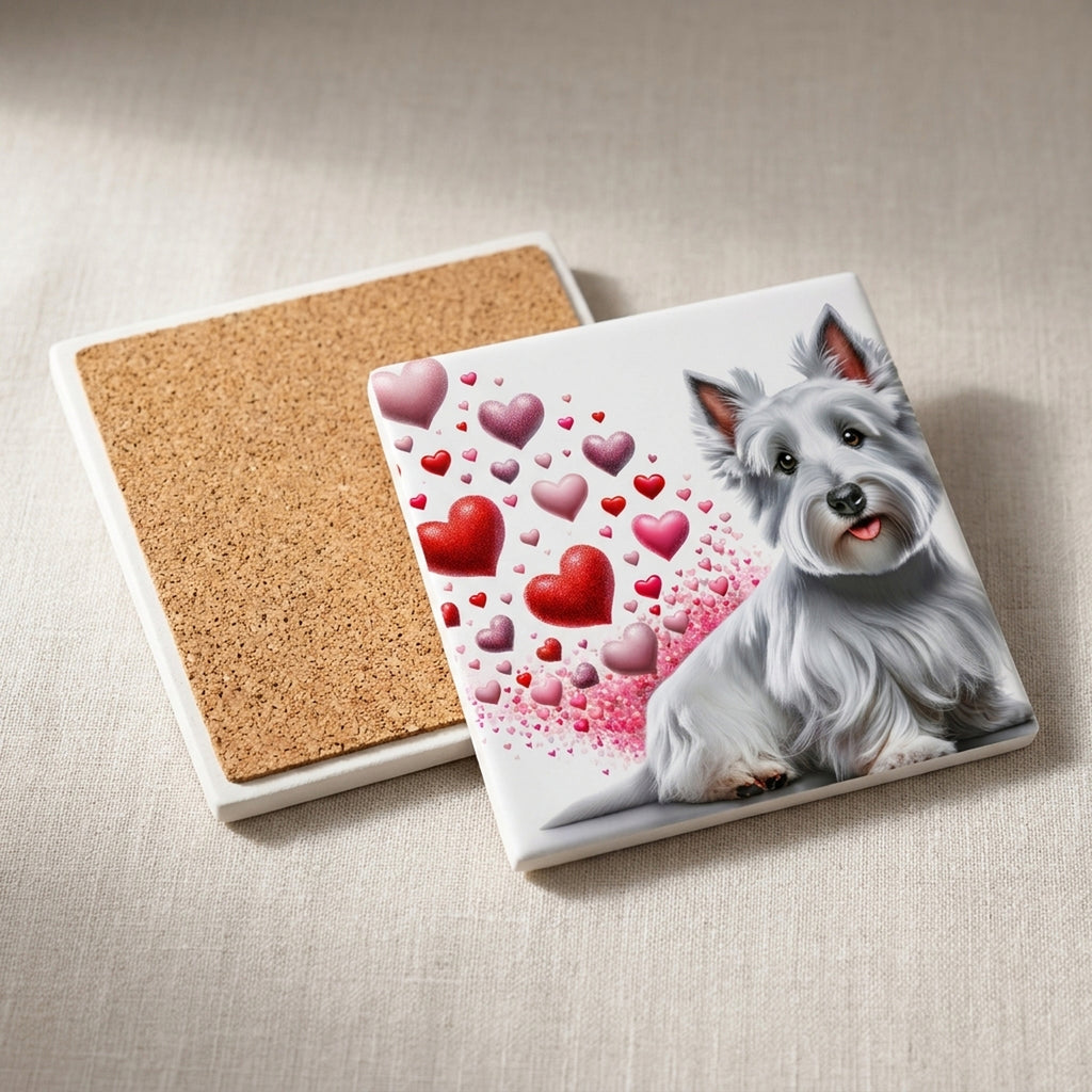 West Highland White Terrier ceramic coasters set of 4, cork back