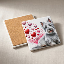 West Highland White Terrier ceramic coasters set of 4, cork back