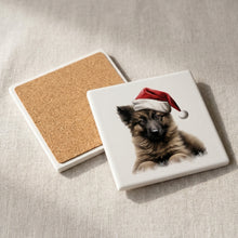 Belgian Tervuren Puppy Drawing ceramic coasters set of 4, cork back