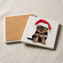 Yorkshire Terrier Puppy ceramic coasters set of 4, cork back