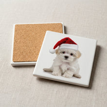 Maltese Puppy ceramic coasters set of 4, cork back
