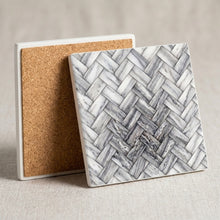 Herringbone ceramic coasters set of 4, cork back