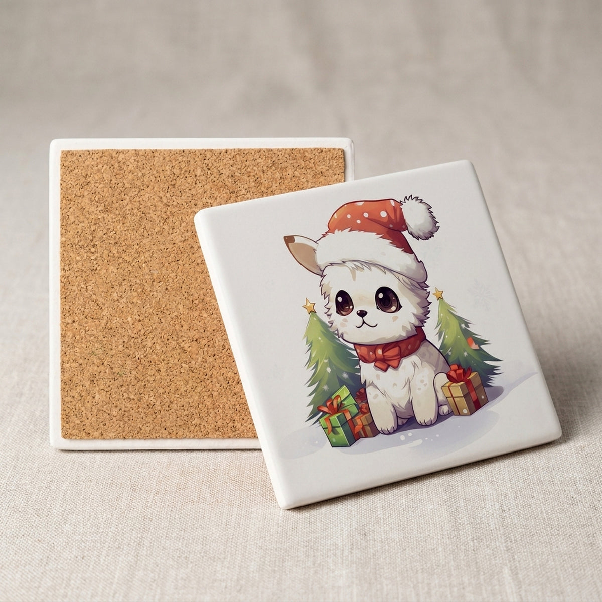 Pumik ceramic coasters set of 4, cork back