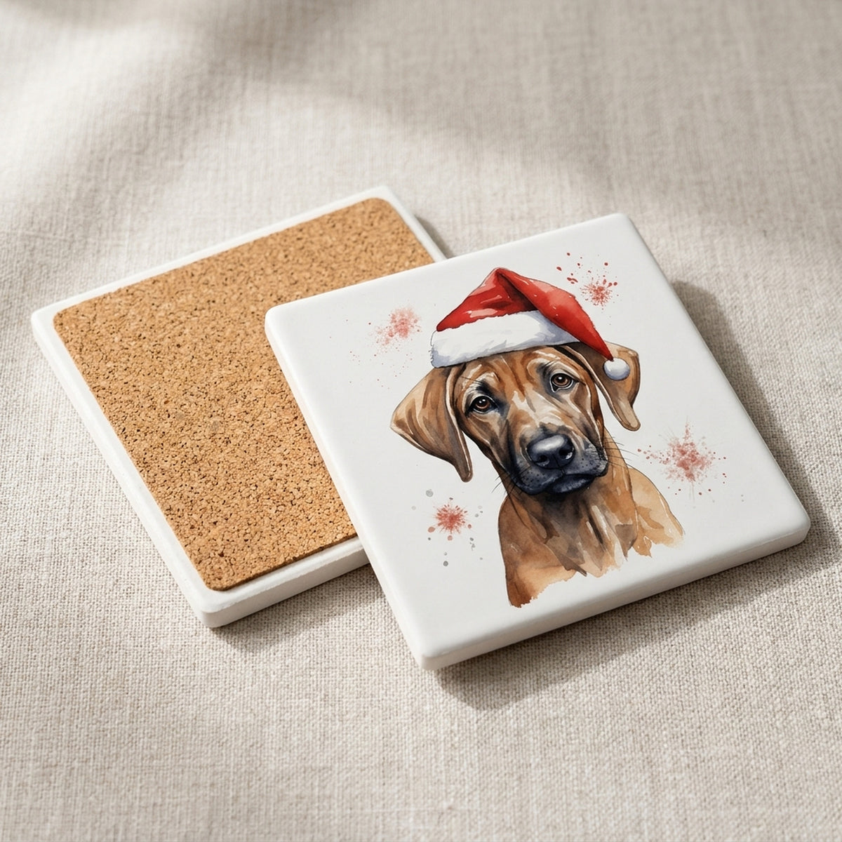 Rhodesian Ridgeback Puppy Drawing ceramic coasters set of 4, cork back