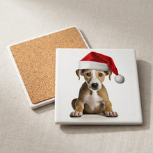 Whippet Puppy ceramic coasters set of 4, cork back