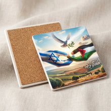 Peace Dove Olive Branch ceramic coasters set of 4, cork back