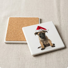 Belgian Malinois Puppy ceramic coasters set of 4, cork back