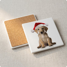 Sloughi Puppy ceramic coasters set of 4, cork back