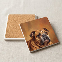 English Bulldog Portrait ceramic coasters set of 4, cork back