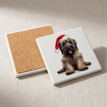 Briard Puppy ceramic coasters set of 4, cork back