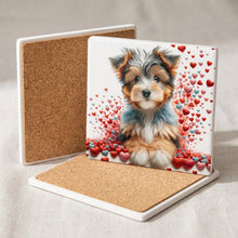 Yorkshire Terrier ceramic coasters set of 4, cork back