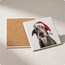 Scottish Deerhound ceramic coasters set of 4, cork back
