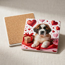 Saint Bernard ceramic coasters set of 4, cork back