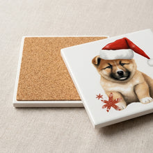 Akita Puppy Drawing ceramic coasters set of 4, cork back