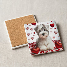 Miniature Schnauzer ceramic coasters set of 4, cork back