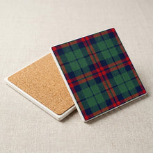 Tartan Plaid ceramic coasters set of 4, cork back