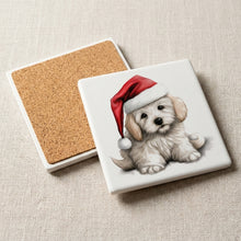 Coton de Tulear Puppy Drawing ceramic coasters set of 4, cork back
