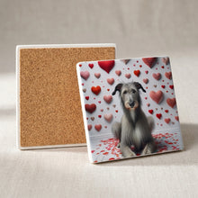 Scottish Deerhound ceramic coasters set of 4, cork back