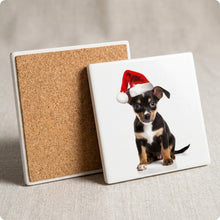 Rat Terrier Puppy ceramic coasters set of 4, cork back