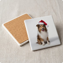 Shetland Sheepdog ceramic coasters set of 4, cork back