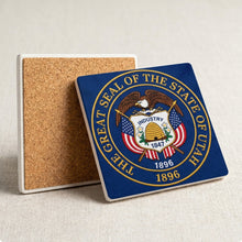 Utah State Flag ceramic coasters set of 4, cork back