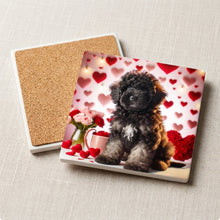 Poodle ceramic coasters set of 4, cork back
