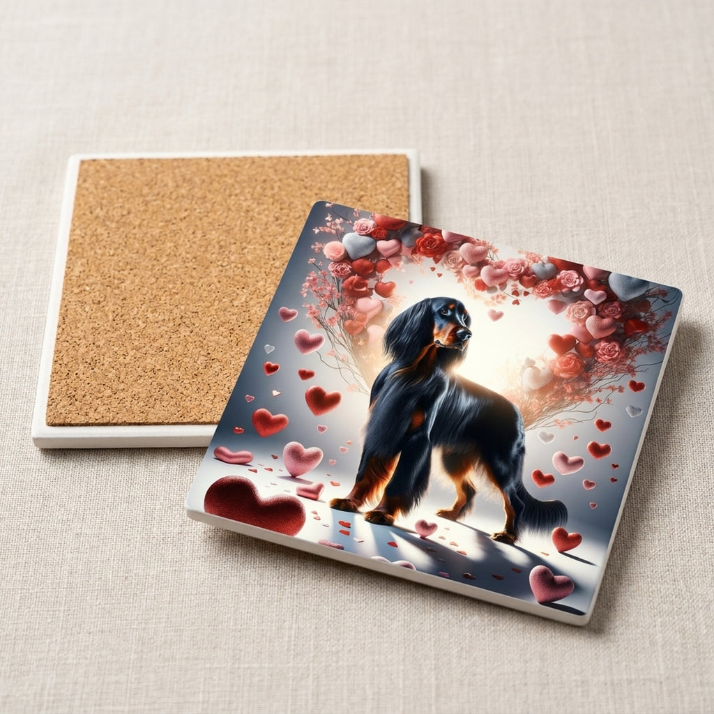 Gordon Setter ceramic coasters set of 4, cork back