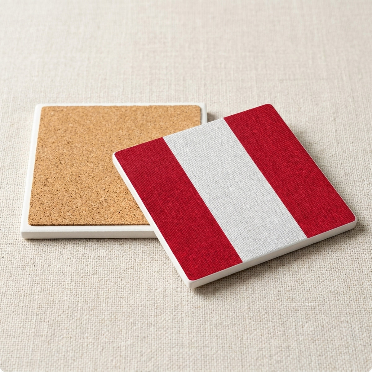 Peru Flag Pride ceramic coasters set of 4, cork back