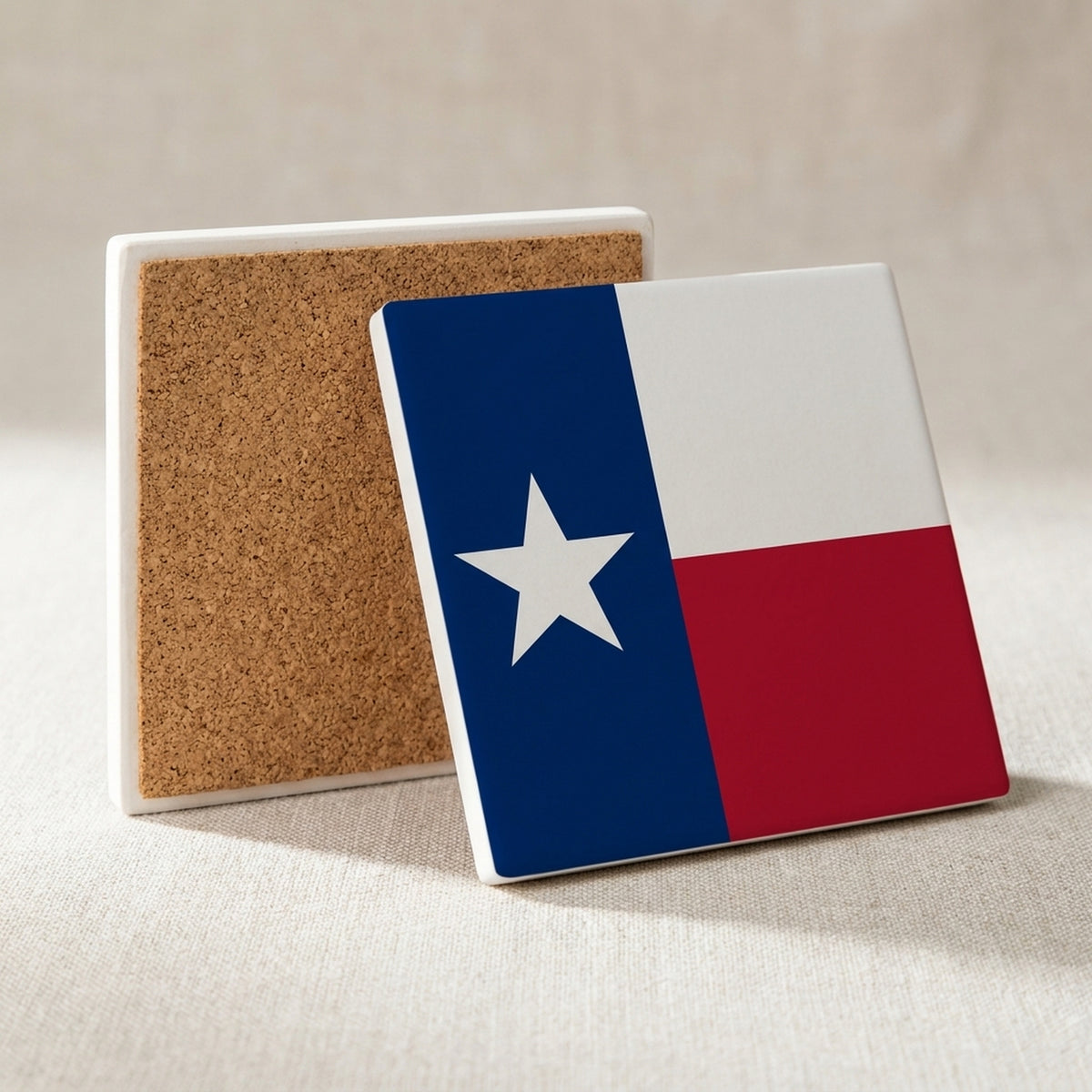 Texas State Flag ceramic coasters set of 4, cork back