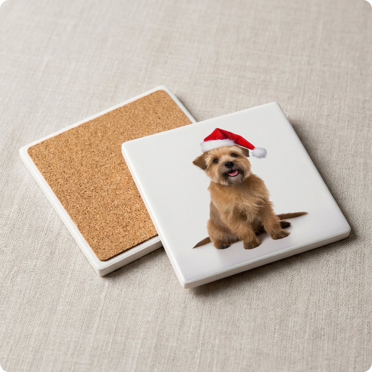 Norfolk Terrier ceramic coasters set of 4, cork back