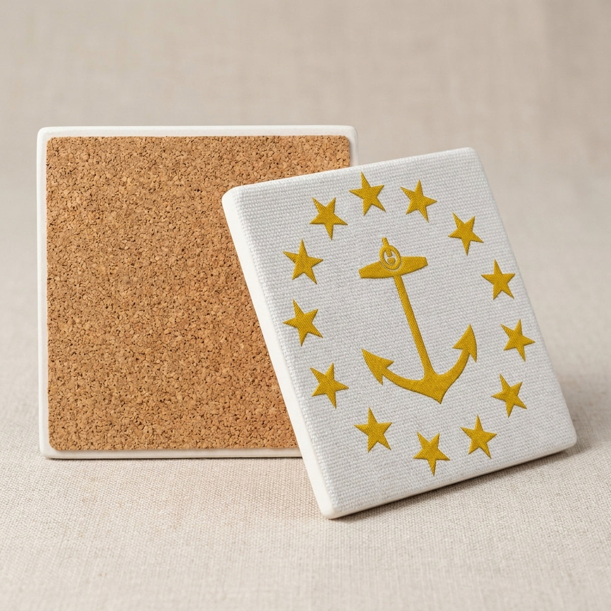 Rhode Island State Flag ceramic coasters set of 4, cork back