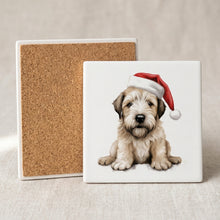 Soft Coated Wheaten Terrier Puppy Drawing ceramic coasters set of 4, cork back