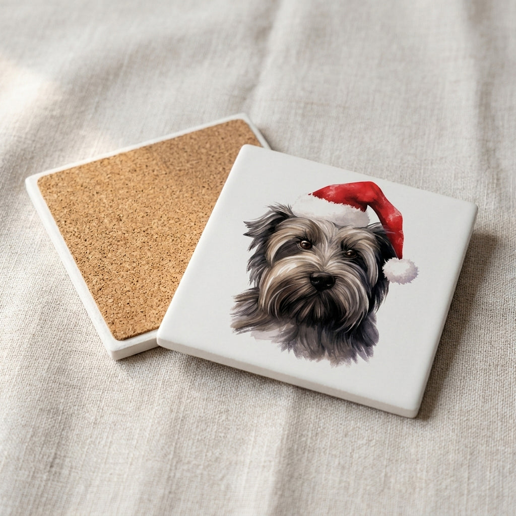 Skye Terrier ceramic coasters set of 4, cork back