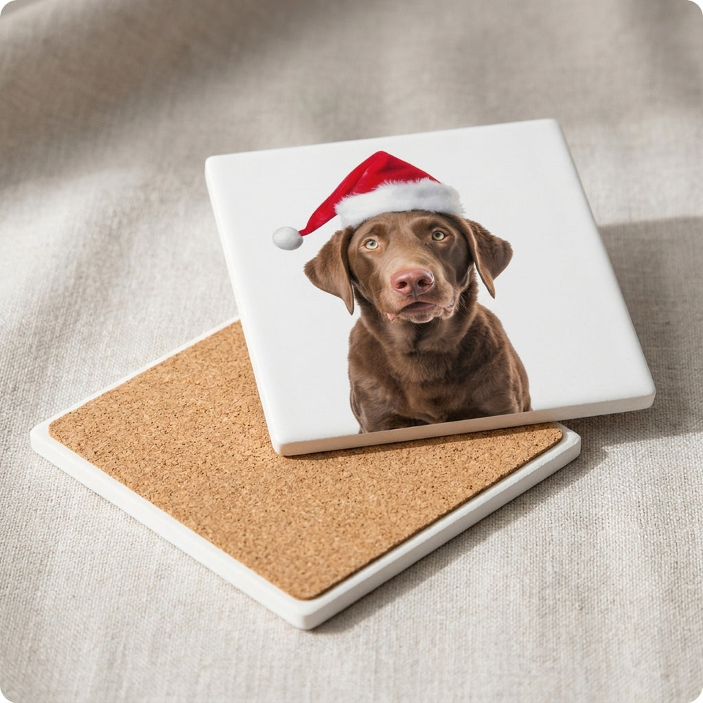 Chesapeake Bay Retriever ceramic coasters set of 4, cork back