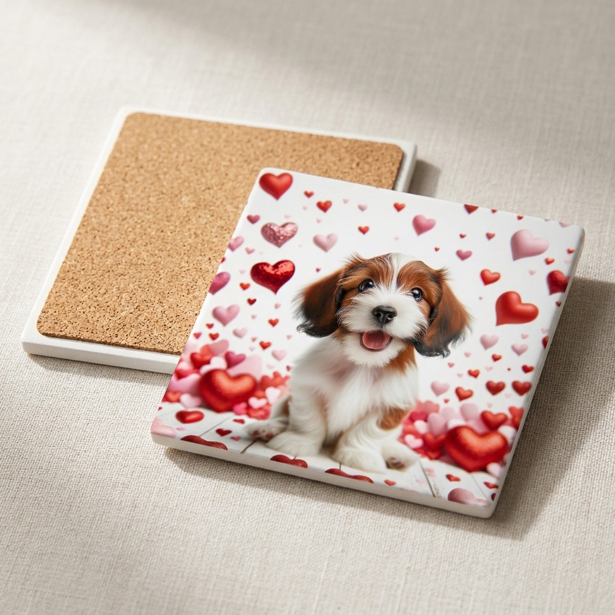 Havanese ceramic coasters set of 4, cork back